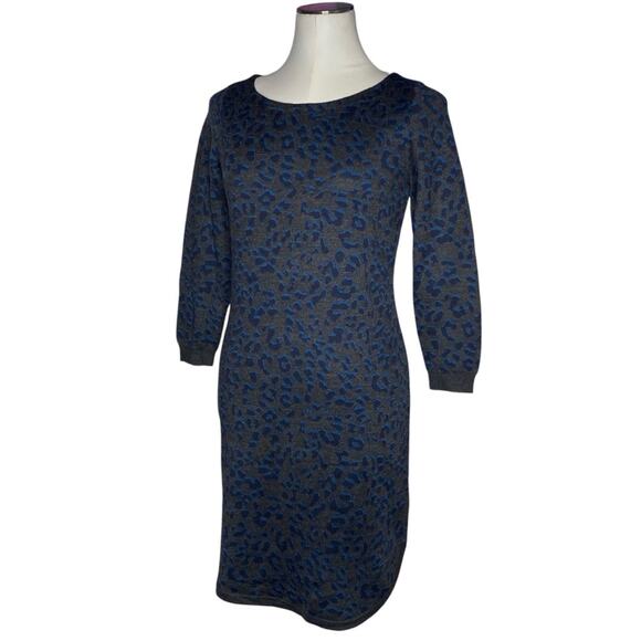 Loft Gray Leopard Print Sweater Dress size Small - Picture 4 of 9